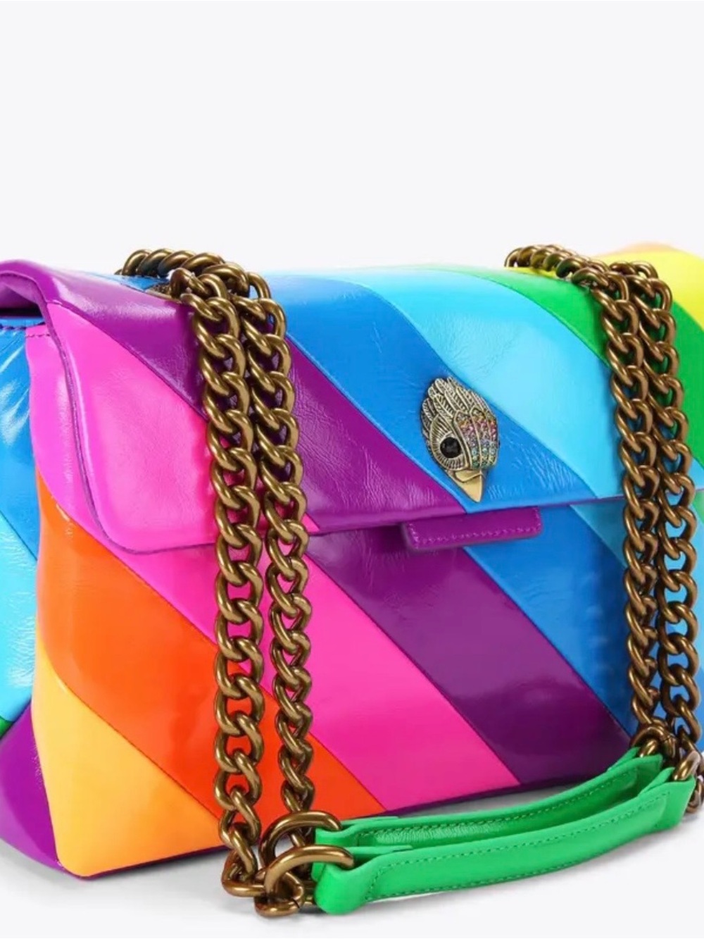 NWT Kurt Geiger London Large Rainbow Leather Kensington Shoulder Bag